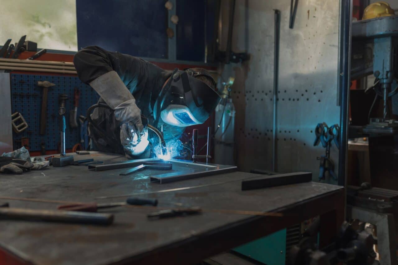 MIG welding by a professional welder