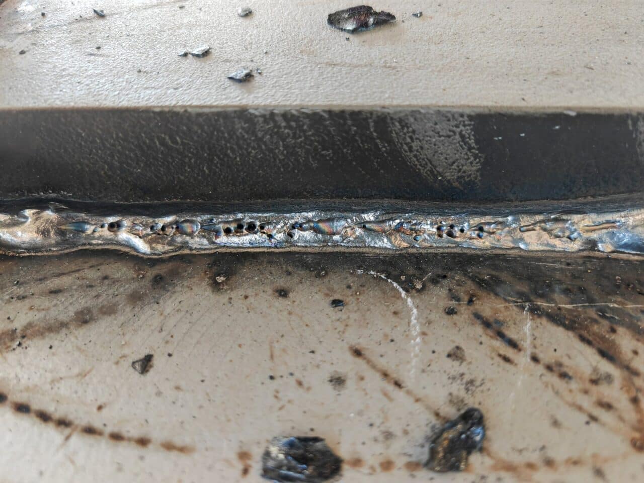 an example of weld porosity